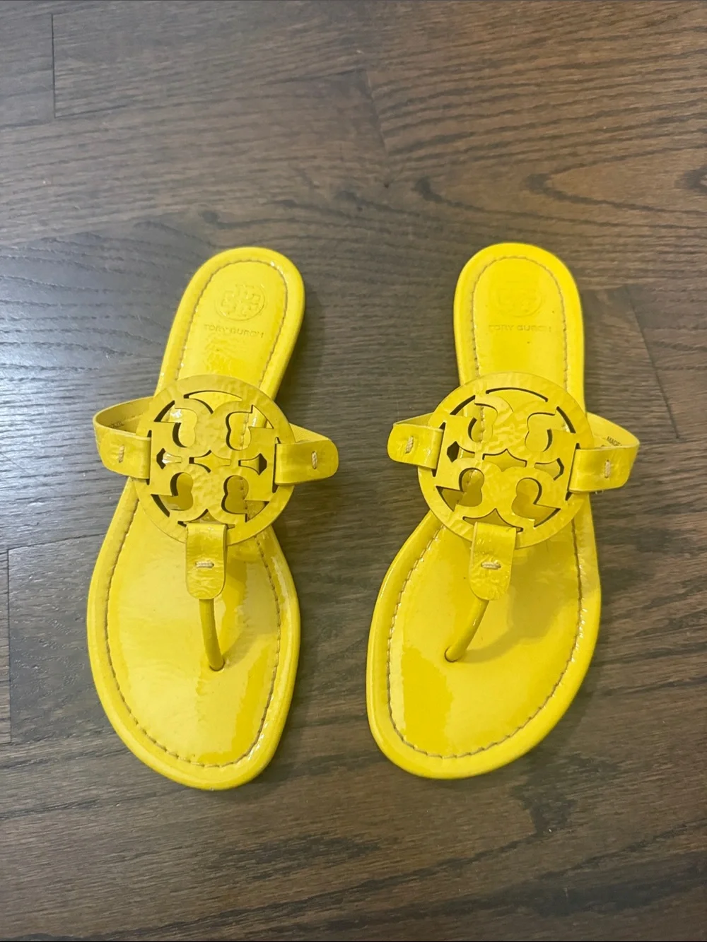Tory Burch Yellow miller Patent Thong Sandals